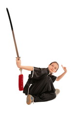 Wall Mural - Wushu girl with sword