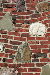 Wall Mural - Red brick and stone background