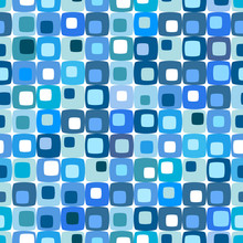 Retro Blue Square Pattern, Tiles In Any Direction.