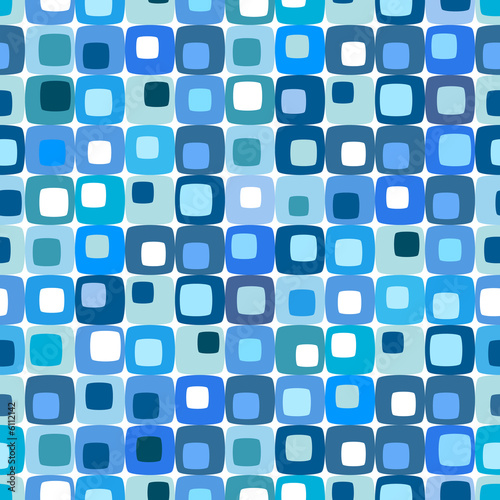 Foto-Lamellenvorhang - Retro blue square pattern, tiles in any direction. (von Mike McDonald)