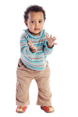 adorable baby applauding a over white background