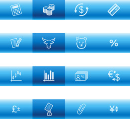 Wall Mural - Blue bar finance icons