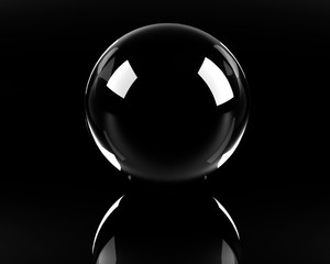 empty glass sphere on the black background