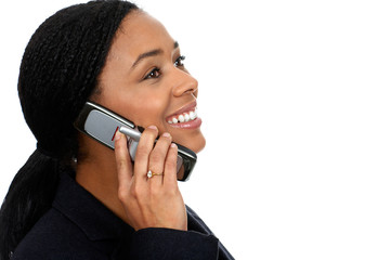 Sticker - attractive business young woman calling by cellular phone..