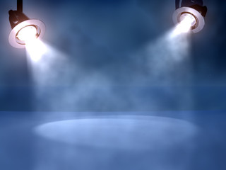 working spotlights on a club stage