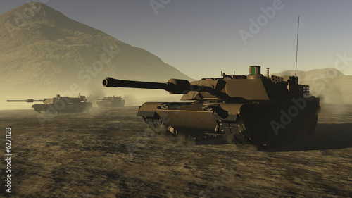 Fotografía US Battle Tanks in a desert