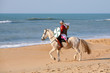 © Pierre-Alain Dutheil - cavalier guerrier du moyen age sur une plage