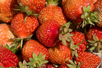 Poster - food series: freshly grown tasty strawberry texture