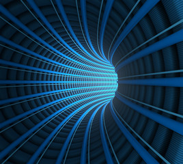 Leinwandbilder - Dark abstract tunnel with wires inside.