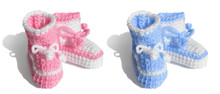 Newborn Baby, Girl Or Boy. Symbols Tiny Bootees - Pink, Blue