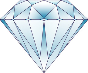 Blue tone diamond with gradients. Vector illustration.