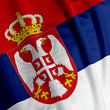 Closeup of the flag of Serbia, square image