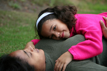 Wall Mural - A mixed race mother and daughter