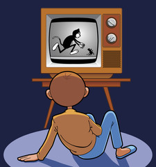child watching animated cartoon
