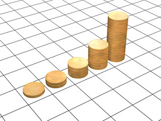 Wall Mural - 3d diagram - the gold coins, combined in columns