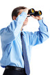 © grinny - business man  with binoculars looking to the future.