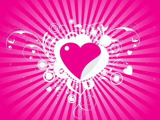 Sticker - Valentines Day background with Hearts & waves