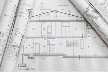 House plan blueprints roled up