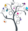 vecteur série - dessin d'arbre à fleurs multicolores vectoriel