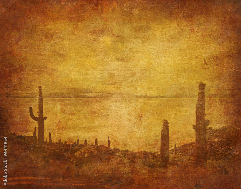 grunge background with wild west landscape - obrazy, fototapety, plakaty 