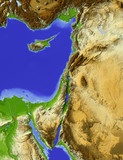 Fototapeta Mapy - Shaded relief map of Palestine