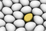 Fototapeta Perspektywa 3d - golden easter egg among similar white eggs