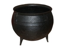 A Large Black Iron Cauldron.