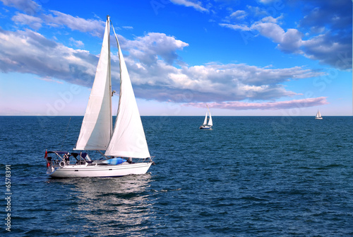 Naklejka na szybę Sailboats at sea