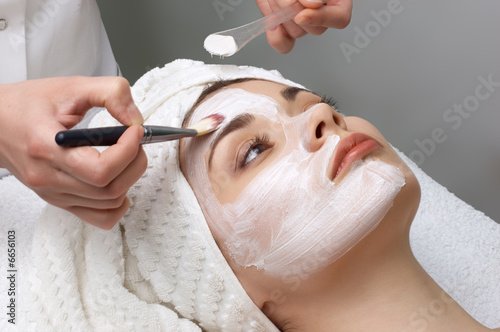 Fotografie, Tablou beauty salon series, facial mask applying