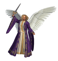 Wall Mural - Archangel Micheal on white