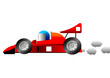 Funny race car isolated over white background