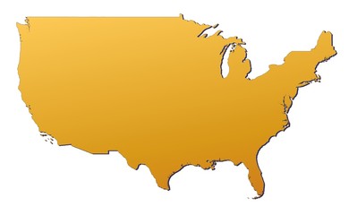 United States map filled with orange gradient