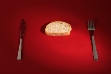 Fork and knife with bread