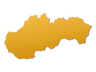 Slovakia map filled with orange gradient. Mercator projection.