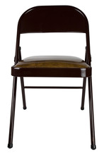 Brown Metal Folding Chair With Upholstered Seat