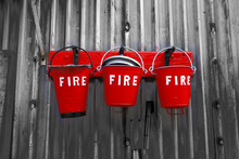 Three Red Fire Buckets