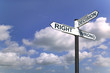 © RTimages - Decisions Right and Wrong sign in the sky