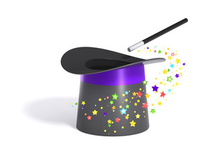 Wall Mural - magic hat and wand with clipping path