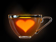Hot heart in cup of tea