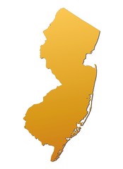 Wall Mural - New Jersey (USA) map filled with orange gradient