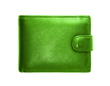 Green Purse On A White Background