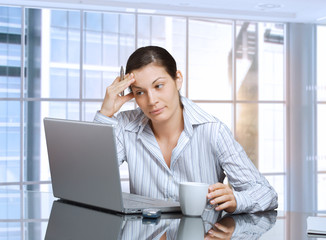 Wall Mural - Businesswoman with laptop