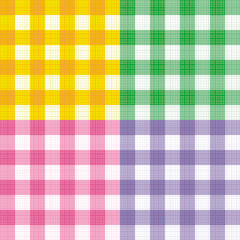 Wall Mural - Four gingham seamless patterns with fabric texture