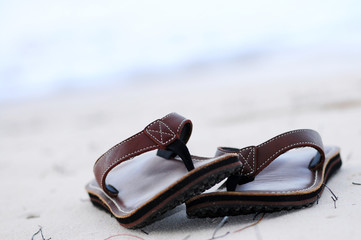 Poster - Flipflops on a sandy beach