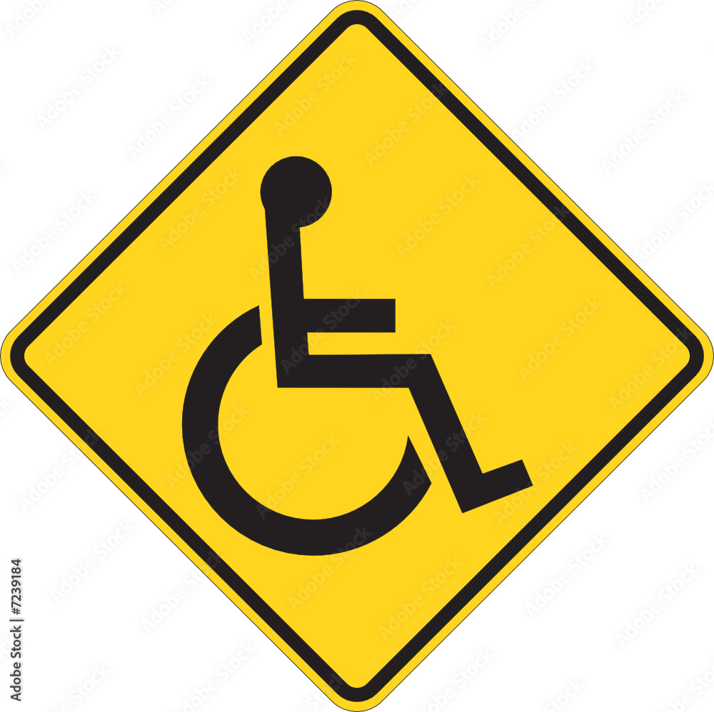 Disabled person warning road sign Stock Vector | Adobe Stock