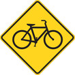 Bicycle traffic warning on white
