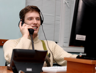 Office worker talking on the phone