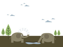 Two Elephants At Their Drinking Hole