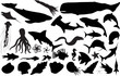 Marine life silhouettes (more detailed versions available)
