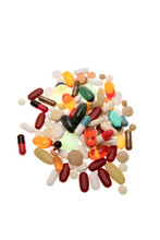 Assorted Pills And Tablets On White Background
